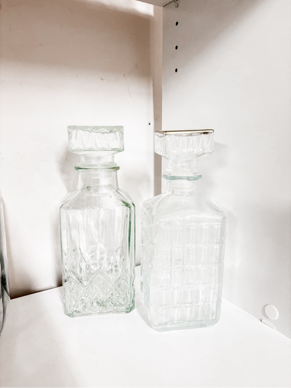 Vintage Clear Glass Decanter Pair